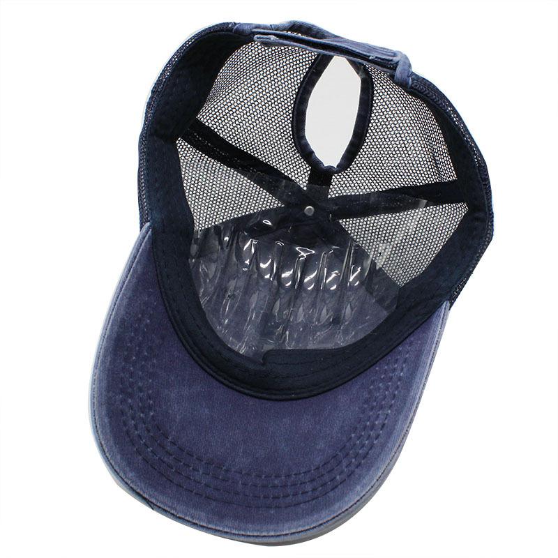 Versatile Retro Baseball Cap Washed Denim Mesh Hat Ponytail Curved Brim Cap Men'S And Women'S Street Hats Summer