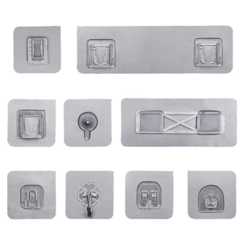 Многослойная клейкая настенная полка для хранения с прозрачными крючками для ванной комнаты