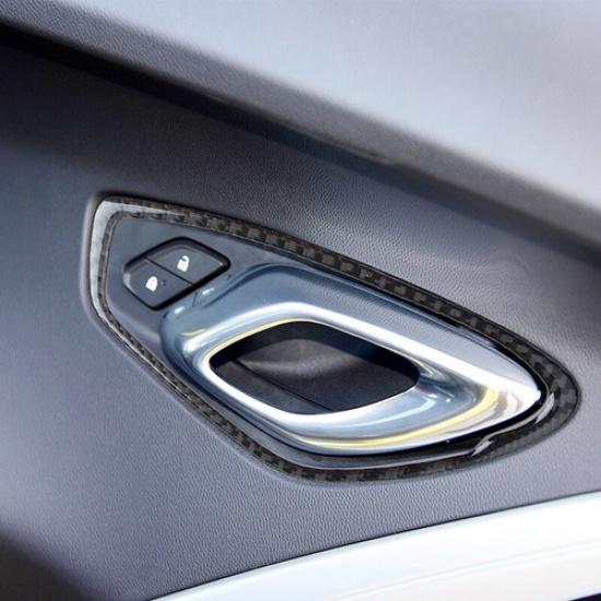 Set Bright Carbon Fiber Car Interior Door Handle Bowl Sticker For Camaro 16 17