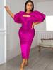 Bodycon Dresses Short Puff Sleeve Elegant Women Evening Cocktail Birthday Wedding Party Gowns Outfits Plus Size 3XL 4XL