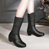 Женские осенне-зимние полусапоги на высоком блочном каблуке, высокие сапоги до колена, флисовые хлопковые сапоги, длинные сапоги, ботинки Мартин для женщин