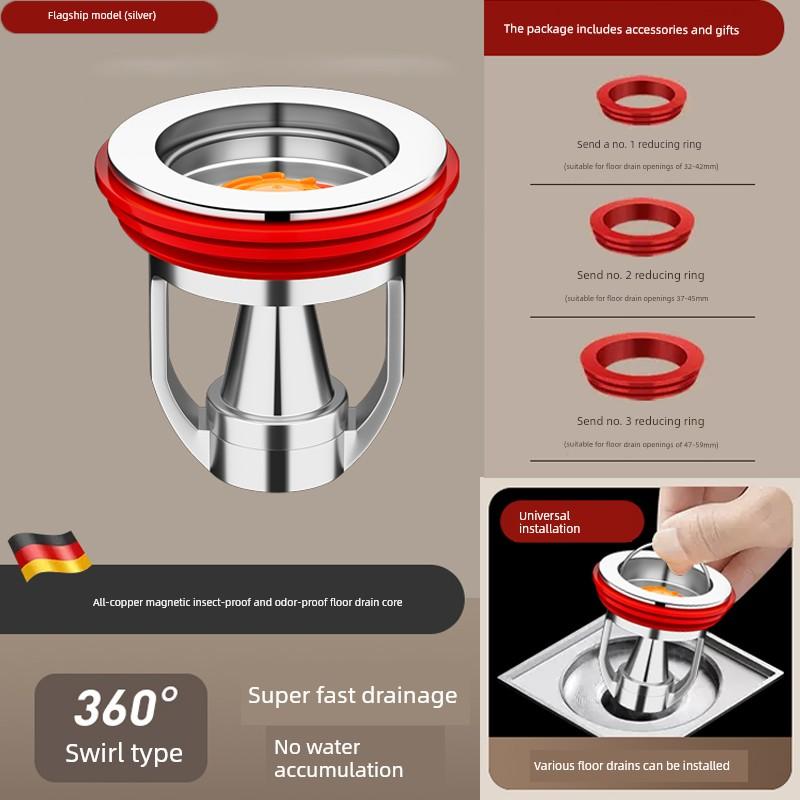 Floor Drain Deodorizer, Bathroom Sewer Sealing Cover, Toilet Anti-Odor Universal Inner Core, Anti-Insect and Anti-Odor Device