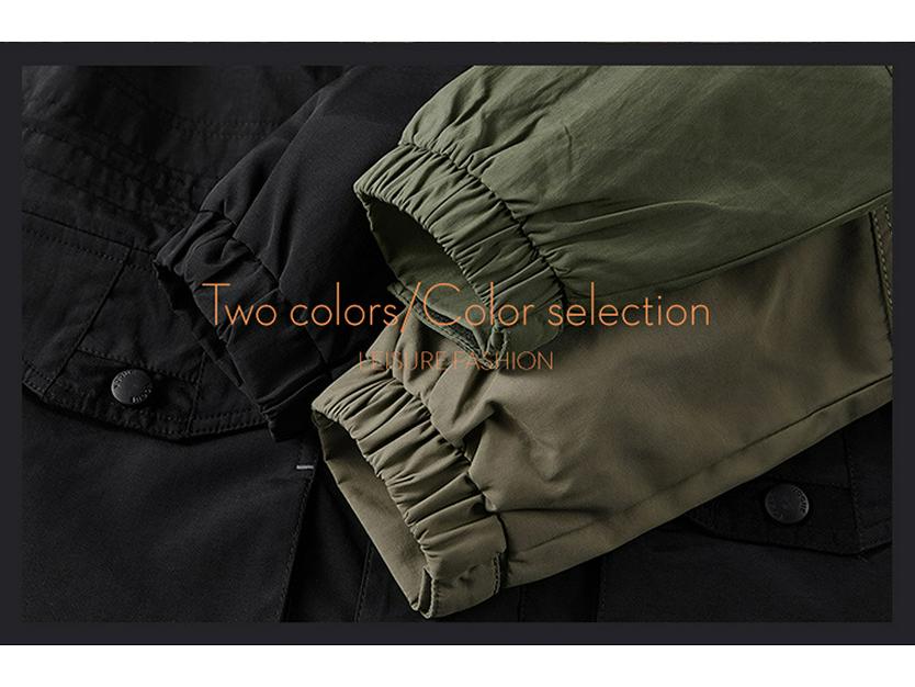 Мужская куртка средней длины с капюшоном для активного отдыха - осень/зима, плюс бархат, множество карманов, свободный крой