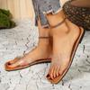 Мода 2024 года лето прозрачные ремешки на низком каблуке пляжные сандалии/тапочки большого размера одно слово модные сандалии женские тапочки