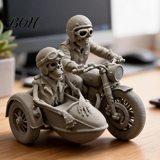 Durable Skull Figurine 3D Printed Sitting Skeleton Statue, Halloween Indoor Decor Figurines, Mini Detailed Model Home for Living Room Table