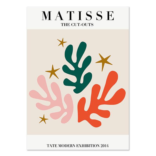 Abstract Matisse Line Face Coral Leaves Wall Art Canvas Painting Nordic Posters Prints Wall Pictures For Living Room Home Decor