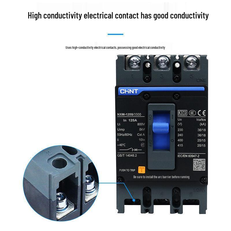 Kunlun 100A Plastic Shell Circuit Breaker with NXM 250A, Three-Phase Four-Wire Air Switch