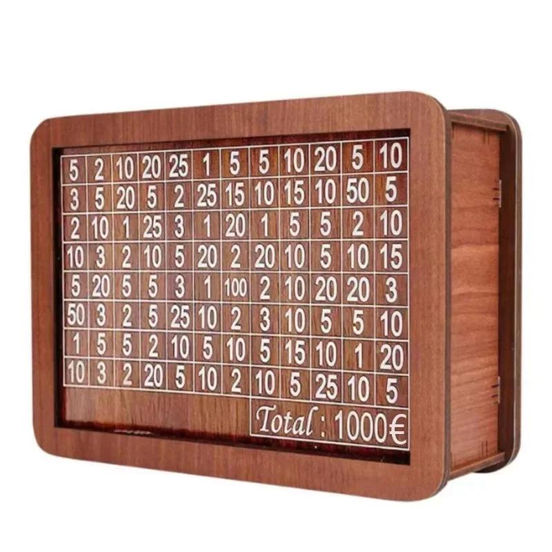 Копилка для денег 500/1000/2000/3000/5000/10000 евро, деревянная копилка для денег, многоразовая копилка с копилками для целей и чисел