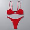 Женский комплект купальников из 2 шт./компл., однотонный купальник на тонких бретельках с открытой спиной и высокой талией, мягкий быстросохнущий женский купальный костюм, комплект бикини
