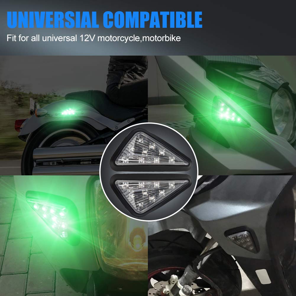 X-STYLE Motorcycle Turn Signal LED Green Turn Signal Lamp Marker Lamp Daylight 9 LED
