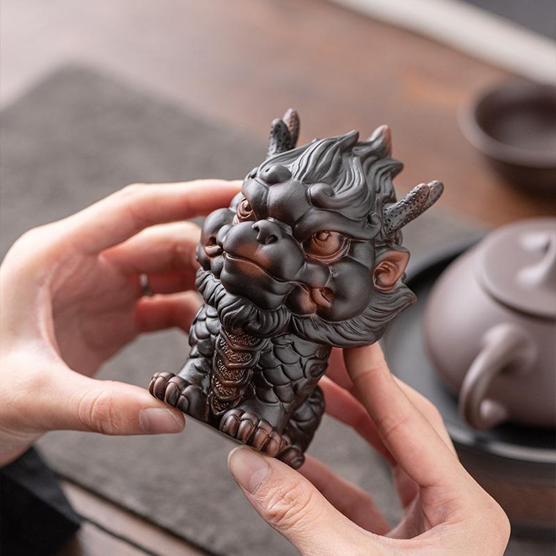 Фиолетовая керамика Kylin Tea Pet Украшение для чайного столика в гостиной Аксессуары для чайной церемонии Украшение для чайного подноса