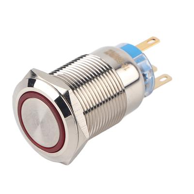 19мм 12-24В LED Водонепроницаемый Нержавеющий Самоблокирующийся Фиксирующийся Кнопочный Переключатель