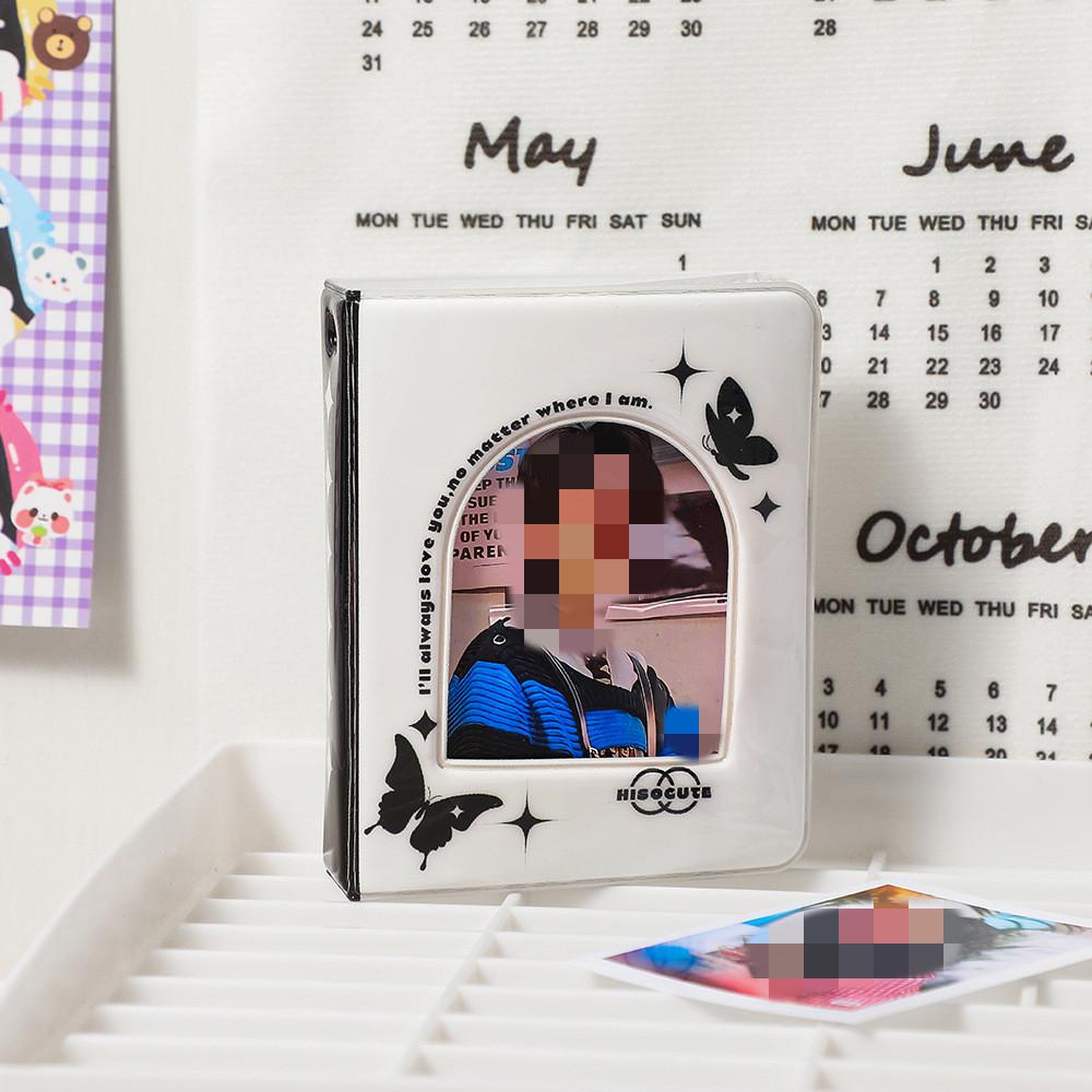 40Pockets Korean Y2K Black White Checkerboard Card Album Creative Hollow Window Kpop Idol 3-inch Photo Card Holder Collect Book