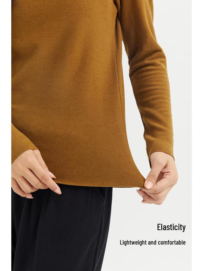 Women's High-Collar German Velvet Long-Sleeve Top: Slim Fit, Heat-Generating, Hyaluronic Acid-Enhanced, Perfect for Autumn and Winter.