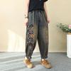 Cotton Pants Summer Women Plus Size Loose Jeans Pants Versatile Casual High-waisted Wide-leg Linen Pants