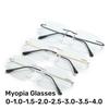 Men Women Fashion Near Sight Eyeglasses Unisex Trendy Rimless Finished Myopia Glasses New Style Square Frame Eyewear 0-4.0