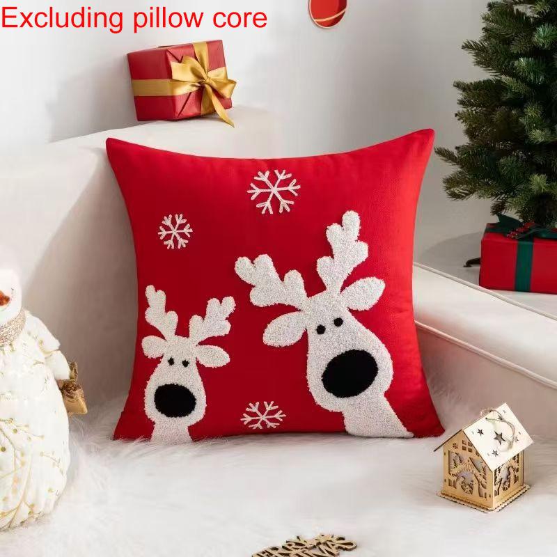 1 шт. Наволочка для гостиной, наволочка для подушки 45*45 см, мультяшный принт, вышитый лось, снеговик, для спальни, дивана