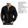 Men Casual Coat Stand Collar Long Sleeve Zipper Closure Plaid Elbow Patch Baseball Jacket Outdoor Street Wear