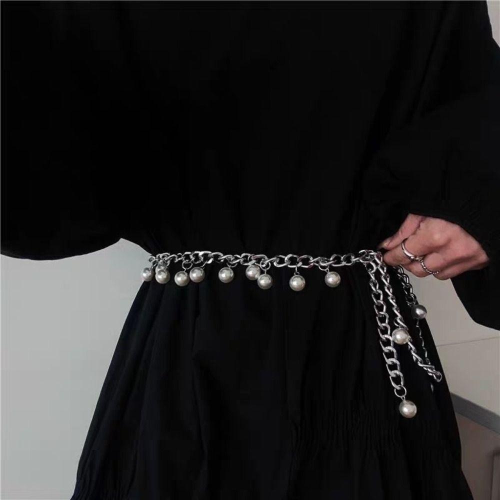 Elegant Chain Belt Versatile Waist Chain Stylish Pearl Belt  Skirt Sweater Decorative Accessories