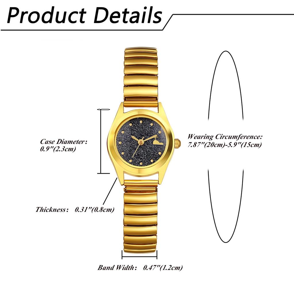 Watch Cute Waterproof Analog Display Free Size Stainless Steel Belt Bracelet Stylish Quartz Fashion Watch Gold Birthday Day Christmas Day Present
