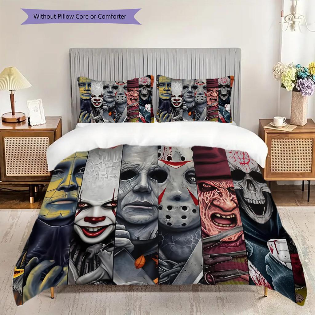 Halloween Horror Poster Bedding 1 Duvet Cover 2 Pillowcase Without Core Duvet Cover And Pillowcase Bedding Set Soft And Comfortable
