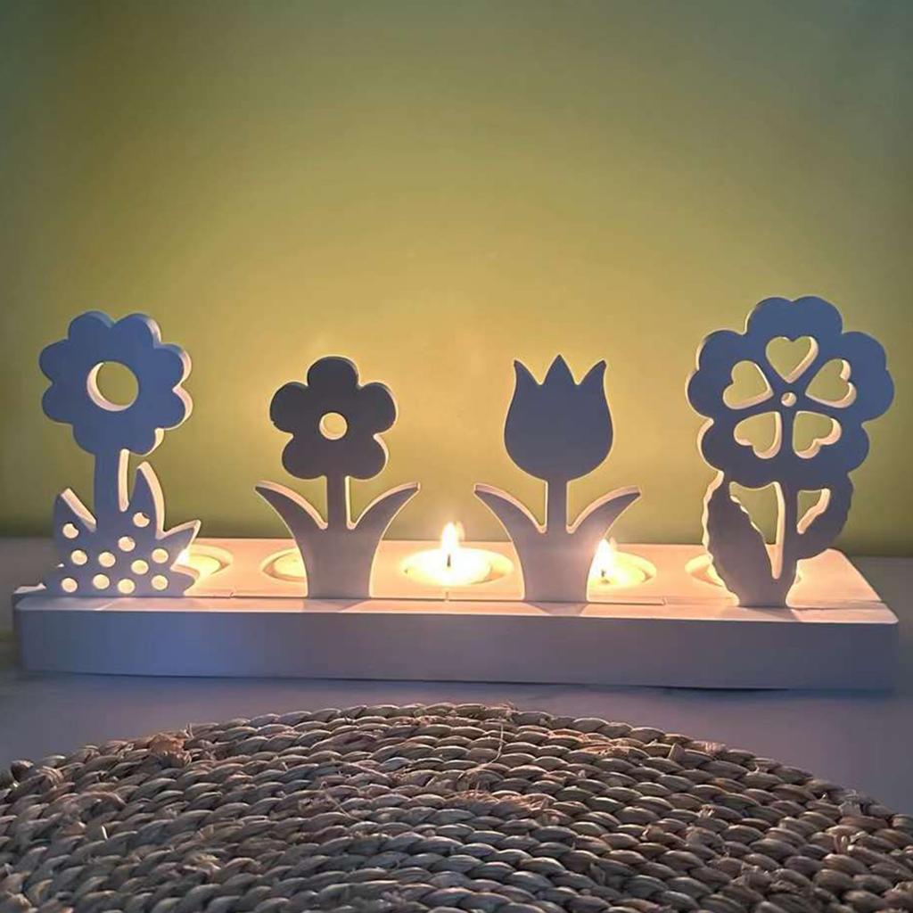 Spring Flower Candle Holder Molds with Long Base Flower Candlestick Tealight Holder Molds for DIY Art Craft Candlestick
