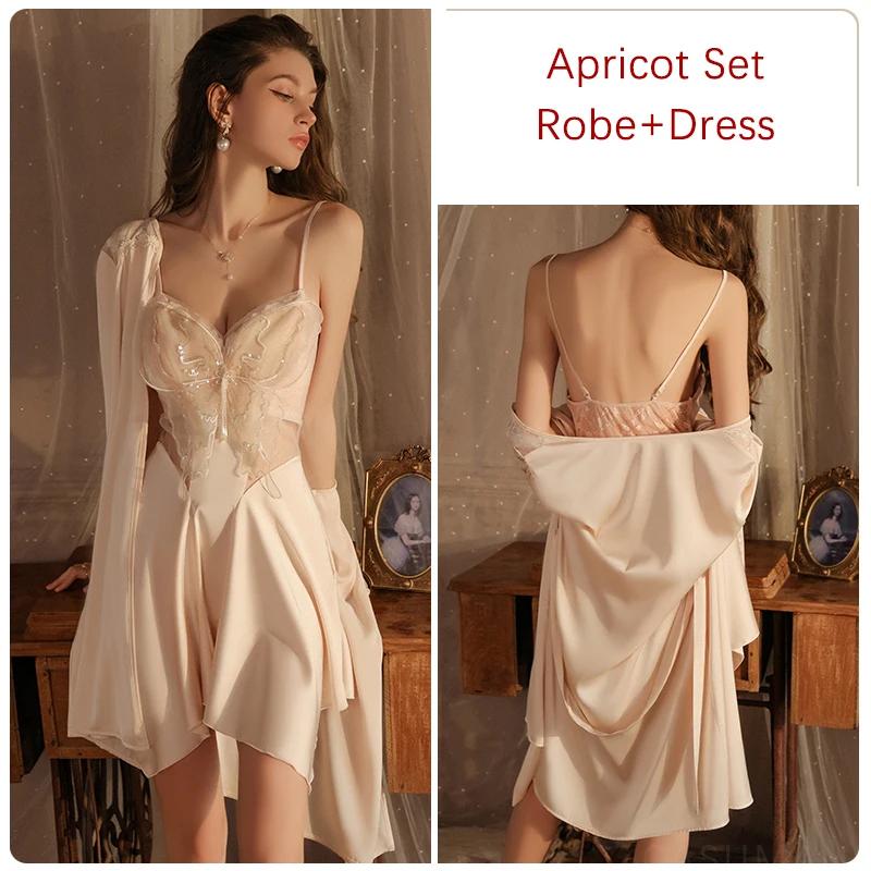 Пижамный комплект летний спальный женский бюстгальтер с сеткой-бабочкой и открытой спиной сексуальная пижама