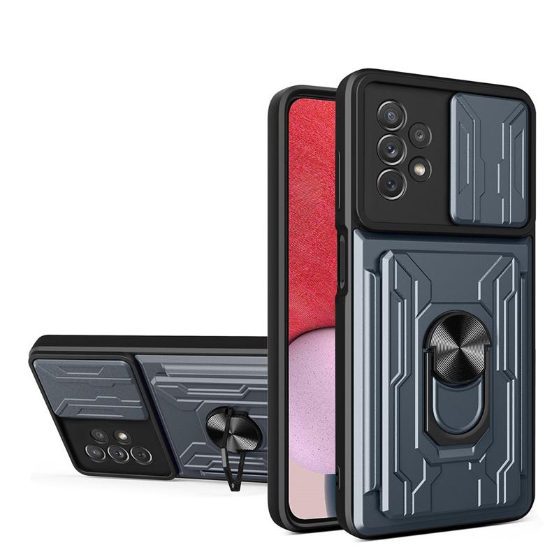 Slide Camera Shockproof Armor Case for Samsung Galaxy A53 A73 A33 A13 A12 S21 S22 Redmi Note 11 10C iPhone 13 12 11 Pro Max Card Holder Stand Cover