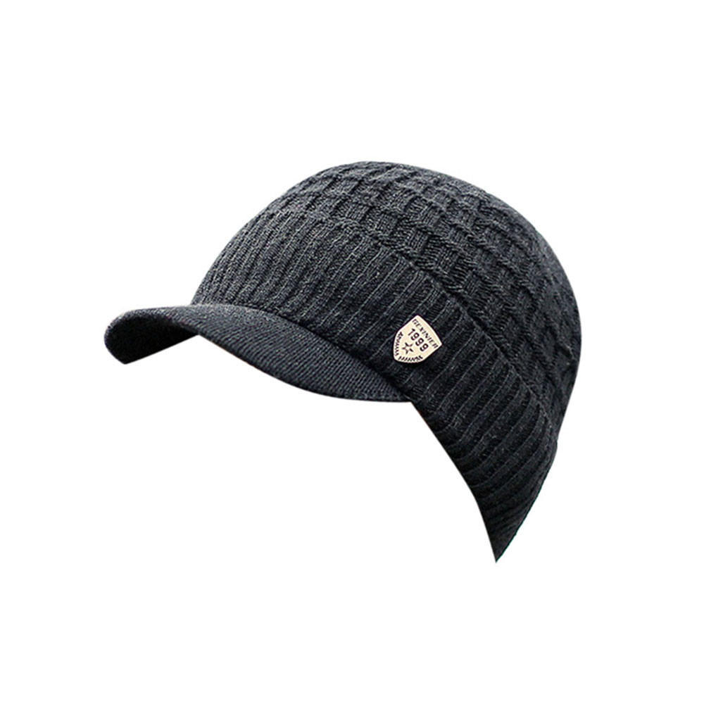 Мужская теплая мешковатая вязаная крючком зимняя шерстяная вязаная лыжная шапка