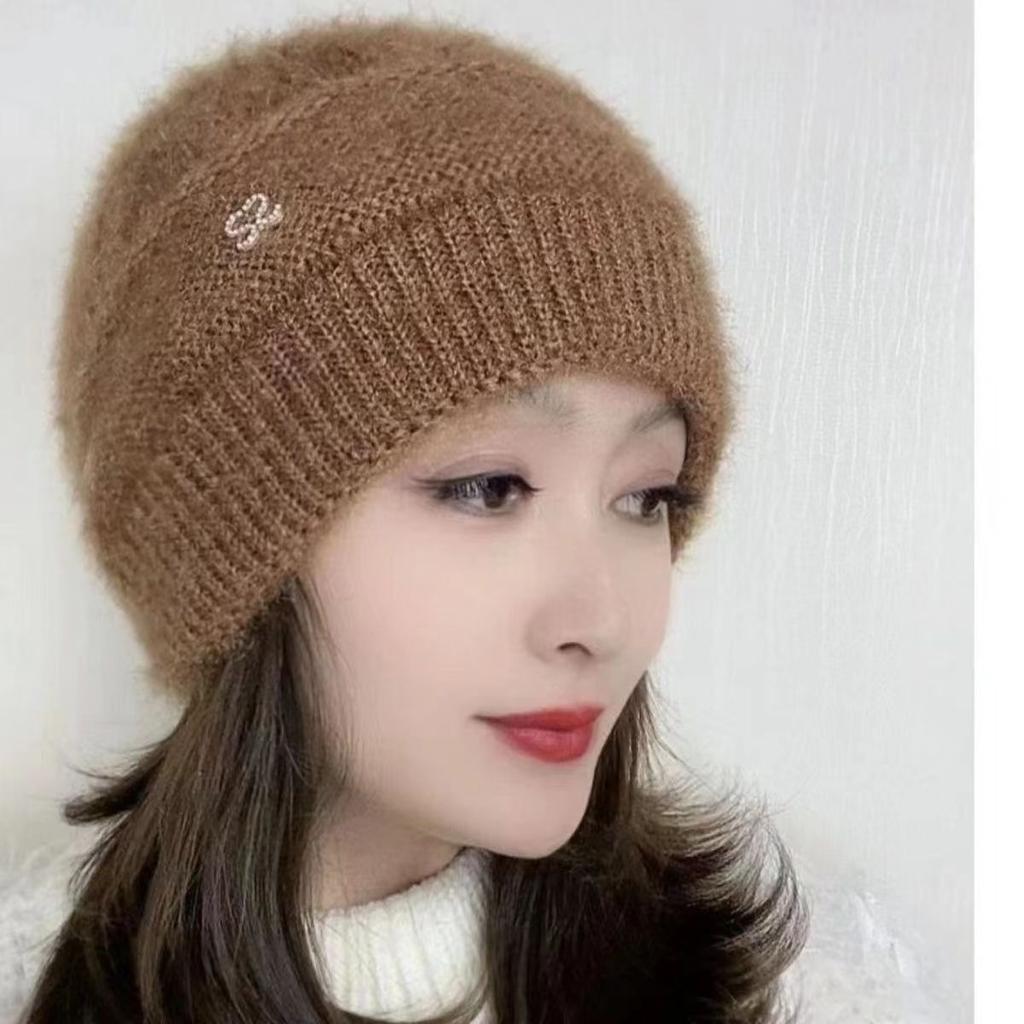 Autumn and Winter Polyester Wrapped Head Cap Knitted Hat Women's Warm Hat Wool Handmade Jacquard Hat