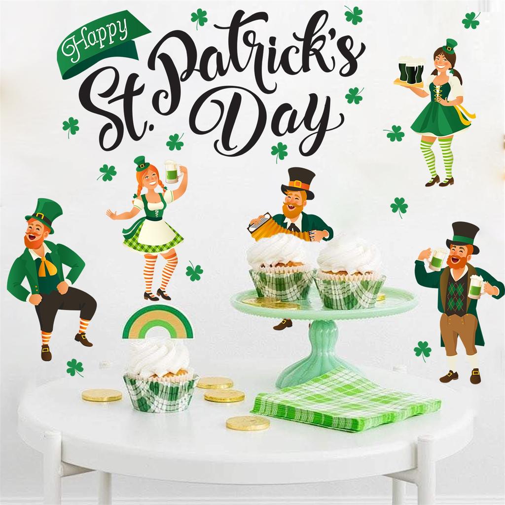 St. Patrick's Day Hat Wall Stickers Suitable for Bedroom Living Room Festive Atmosphere Decoration Stickers