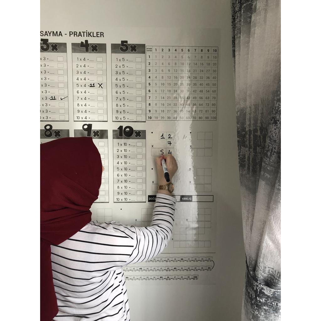 Educational Practical Multiplication Table Transparent Smart Paper Board 100x100 Cm Blackboard + Pen