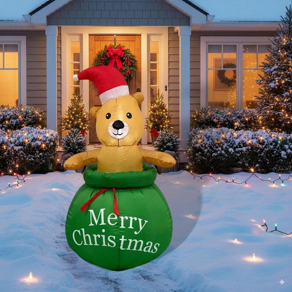 Christmas Inflatable Decorations 120x50x50cm Large Cute Inflatable Toy Gift Idea Lighted Holiday Display Built in LED for Home