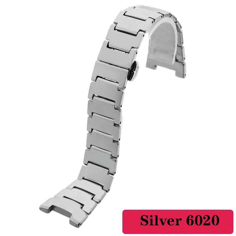 Solid Stainless Steel Watch Strap for Rado 6020 Series Tungsten Steel Watch Band Convex Notch Male Female Couple 22*11mm 15*7mm