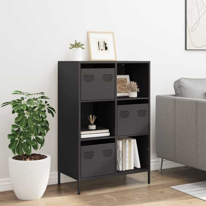 VidaXL Highboard Black 68x39x103.5 Cm Steel, Bookcase, Modern Bookcase, Bookshelf, Shelf and 851406