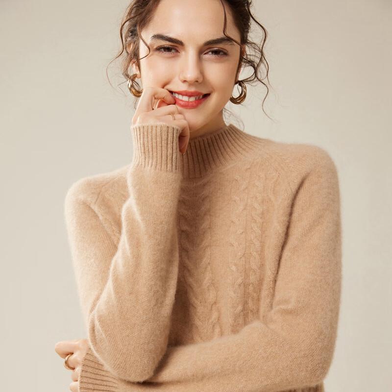 Fanzhen Women's 100% Cashmere High-Neck Sweater