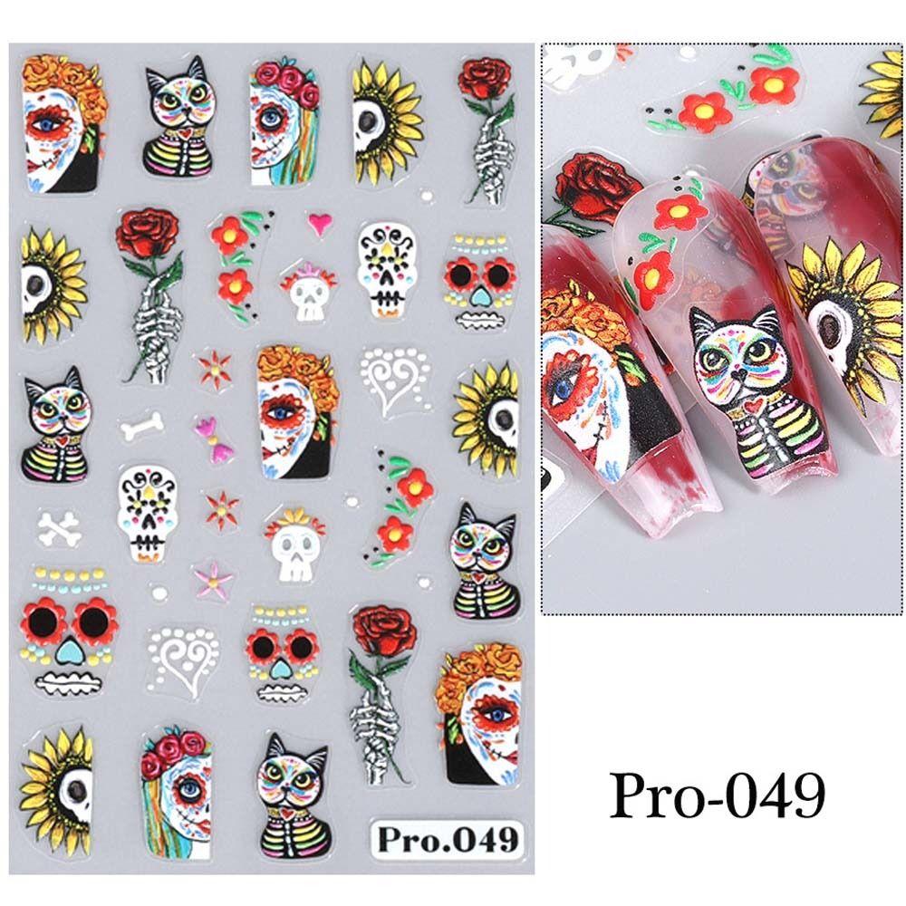 Наклейки на ногти в виде тыквы на Хэллоуин, узор в виде черепа-призрака, наклейки на ногти на Хэллоуин, красочный маникюрный салон