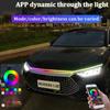 RGB Car Light Strip Turn Signal APP Dynamic Control LED Decor Light Strip Waterproof DIY Refit for Front Engine Hood Decorations