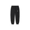 Li Ning Basketball Series Logo Patch Pattern Fleece Loose Straight Casual Pants Women Pants Black AKLRB08-2