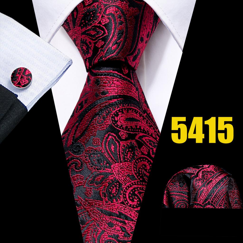 Barry.Wang Мужские модные галстуки с цветочным принтом, тканые шелковые галстуки с пейсли, носовые платки, запонки, формальные повседневные деловые галстуки