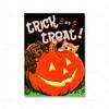 Pumpkin Trick Spooky Ghost Orange Poster and Print Vintage Halloween Scary House Wall Art Pictures Kitchen Kids Room Decor