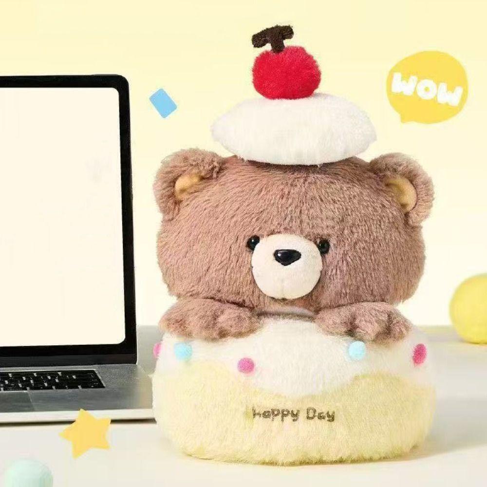 Creative Bear Cake Plush Toy Pull-out Stuffed Animal Doll Adorable Birthday Gifts Girls