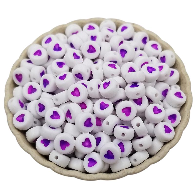 50 шт., 7 мм, белые бусины, разноцветные бусины в виде сердца любви, бусины для самостоятельного изготовления ювелирных изделий, принадлежности для рукоделия