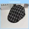 Плоская клетчатая винтажная кепка Дышащий полиэстеровый берет для повседневной и офисной носки