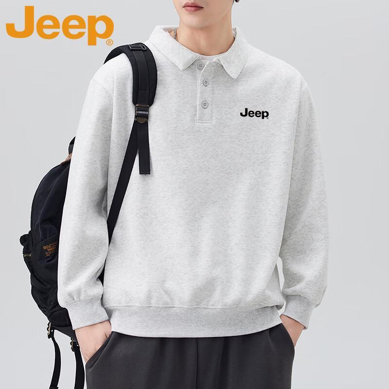 Jeep Men's American Style Lapel Collar Pullover Sweatshirt