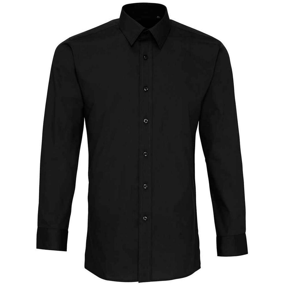 Premier Mens Poplin Fitted Long-Sleeved Shirt