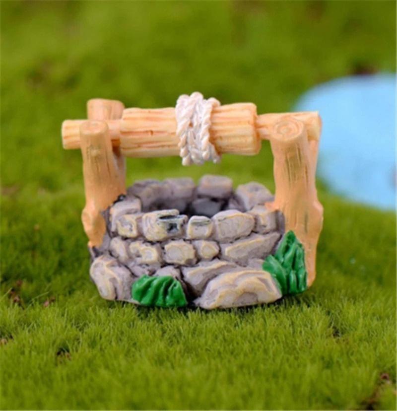 2Pcs Fairy Garden Mini Water Well Figurines Miniature Craft DIY Ornament Garden Decor