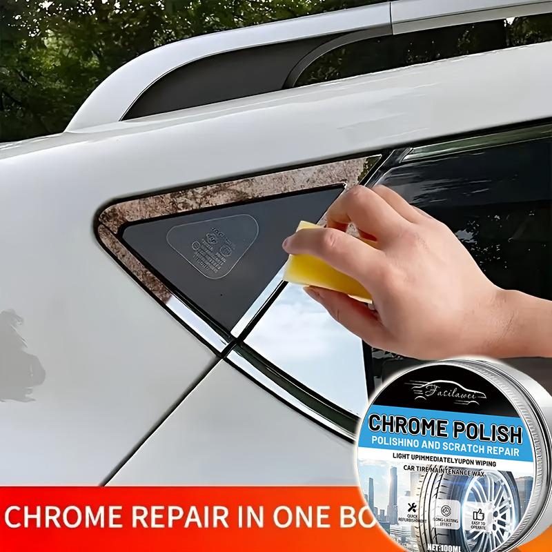 Chrome Parts Restoration & Metal Polishing Paste, Enhances And Restores Shine on Metals And Chrome, Includes Sponge, Suitable f