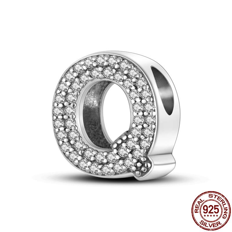Silver 925 Charms Original Fit Original Bracele Silver Classic 26 Letters Beads Diy Charm For Women Jewelry