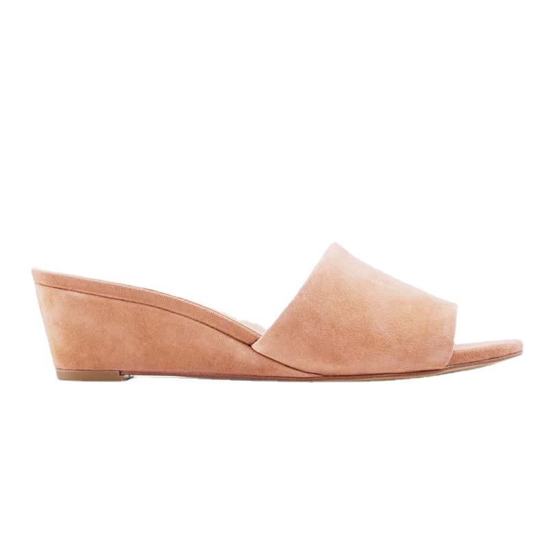 LOSLANDIFEN/женские шлепанцы, элегантные летние бархатные сабо 3 см, сандалии на танкетке, шлепанцы, повседневная модельная женская обувь на высоком каблуке с открытым носком